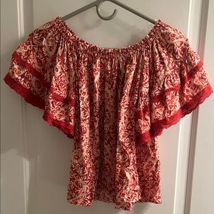 Angie Red and White Floral Blouse from Buckle